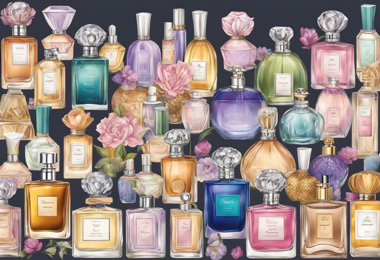 A display of top-selling French women's perfumes from around the world