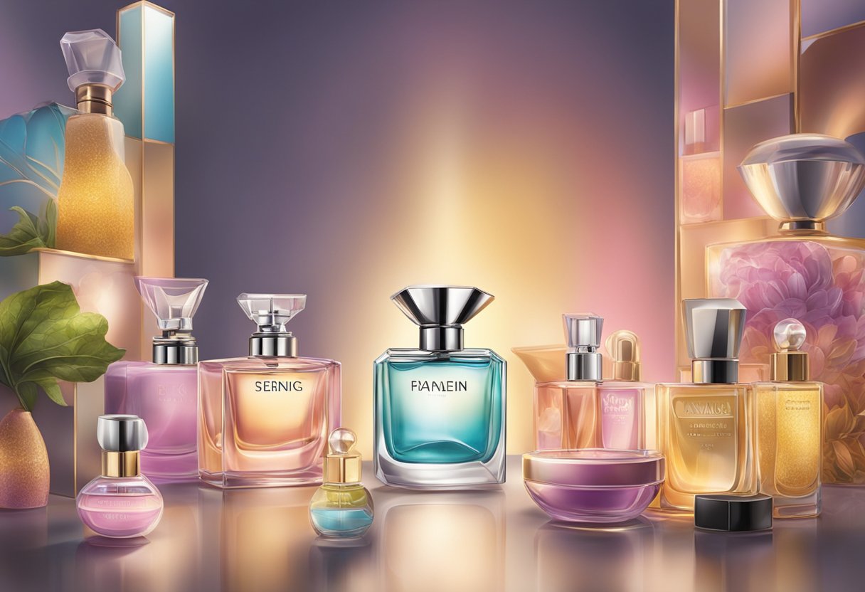A spotlight shines on a display of trending perfumes, highlighting their standout ingredients